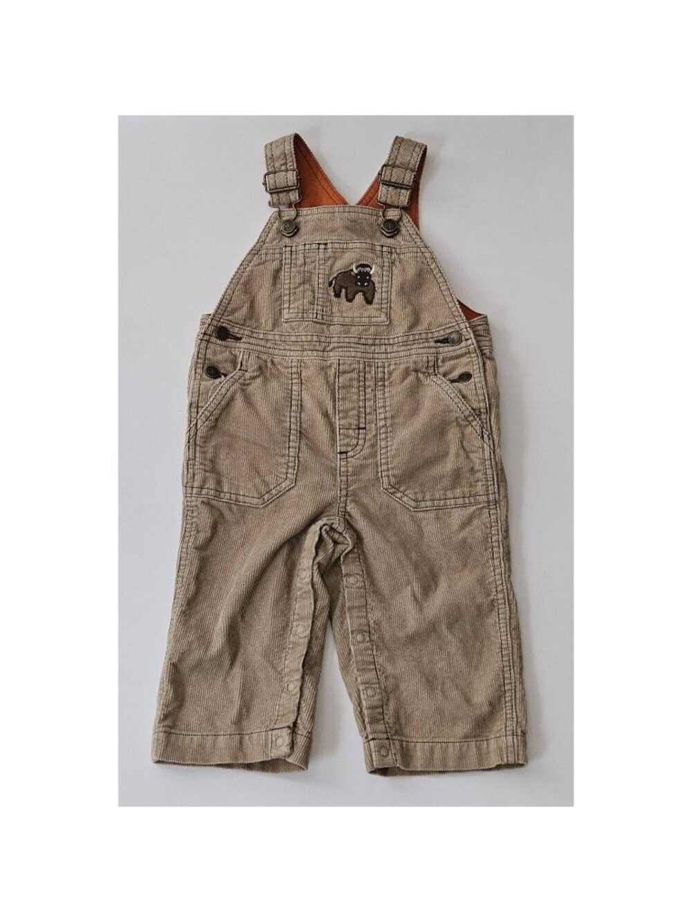 Gymboree Brown Corduroy Overalls Embroidered Cow Bull Baby 12-18 Months